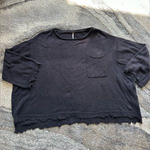 Free People Distressed Black Sweater